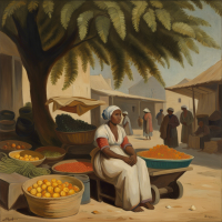 A market woman under a tree