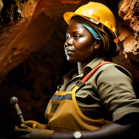 Ghanaian Geologist woman working in an underground mine