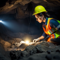 A Female Geologist working in an underground mine